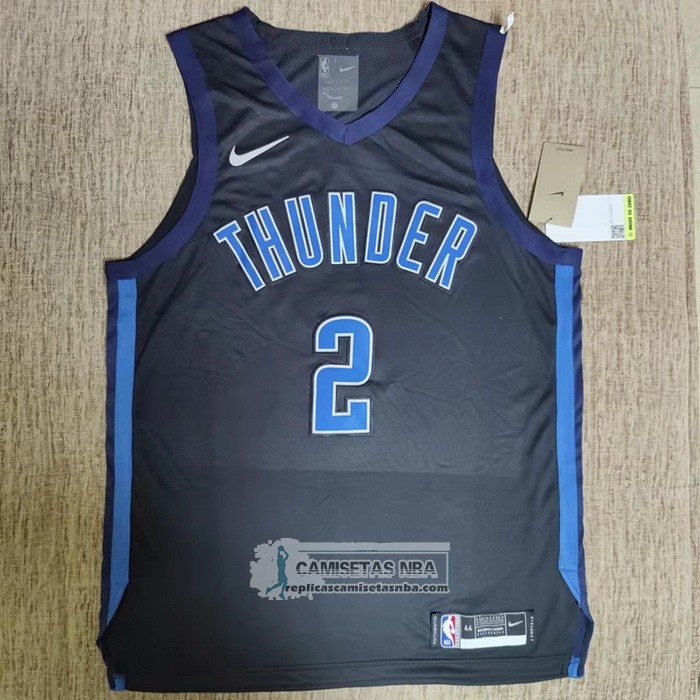 Camiseta Oklahoma City Thunder Shai Gilgeous-Alexander NO 2 Earned Autentico Negro
